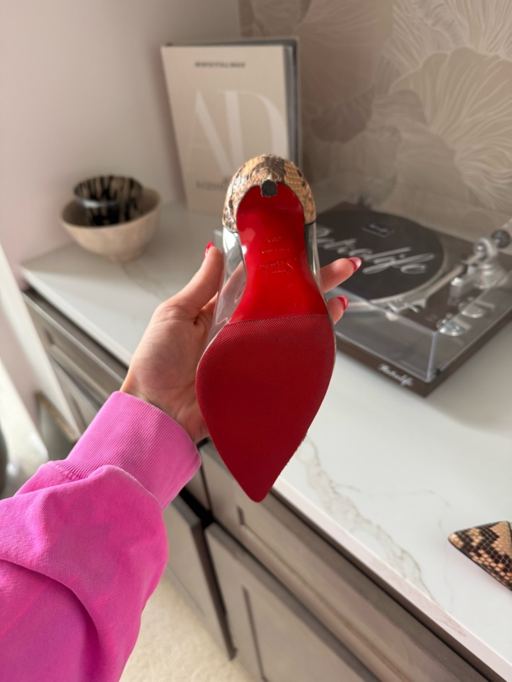 Christian Louboutin 120 debout python lucido/PVC clear pump heels. - Picture 7 of 15